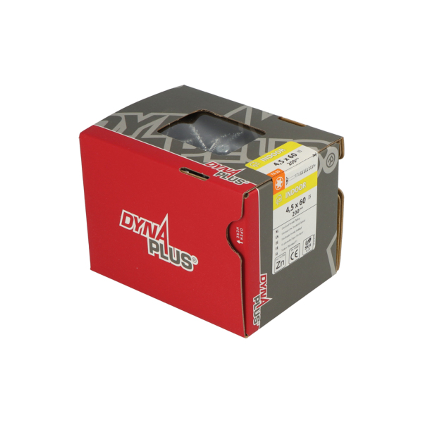 DynaPlus 0281.01.34001 Unischroef - TX25 - 4.5 X 60/35mm - Platkop - Deeldraad - Verzinkt (200st) - Detailed view of the product