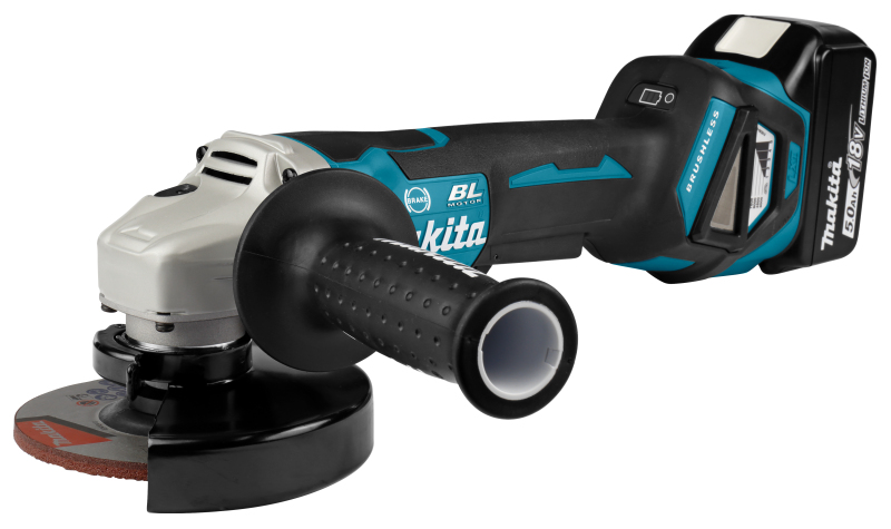 Makita DGA517RTJ 18V Li-Ion Accu Haakse Slijper Incl. ADT Set (2x 5.0Ah Accu) In Mbox - 125mm - Koolborstelloos - Detailed view of the product