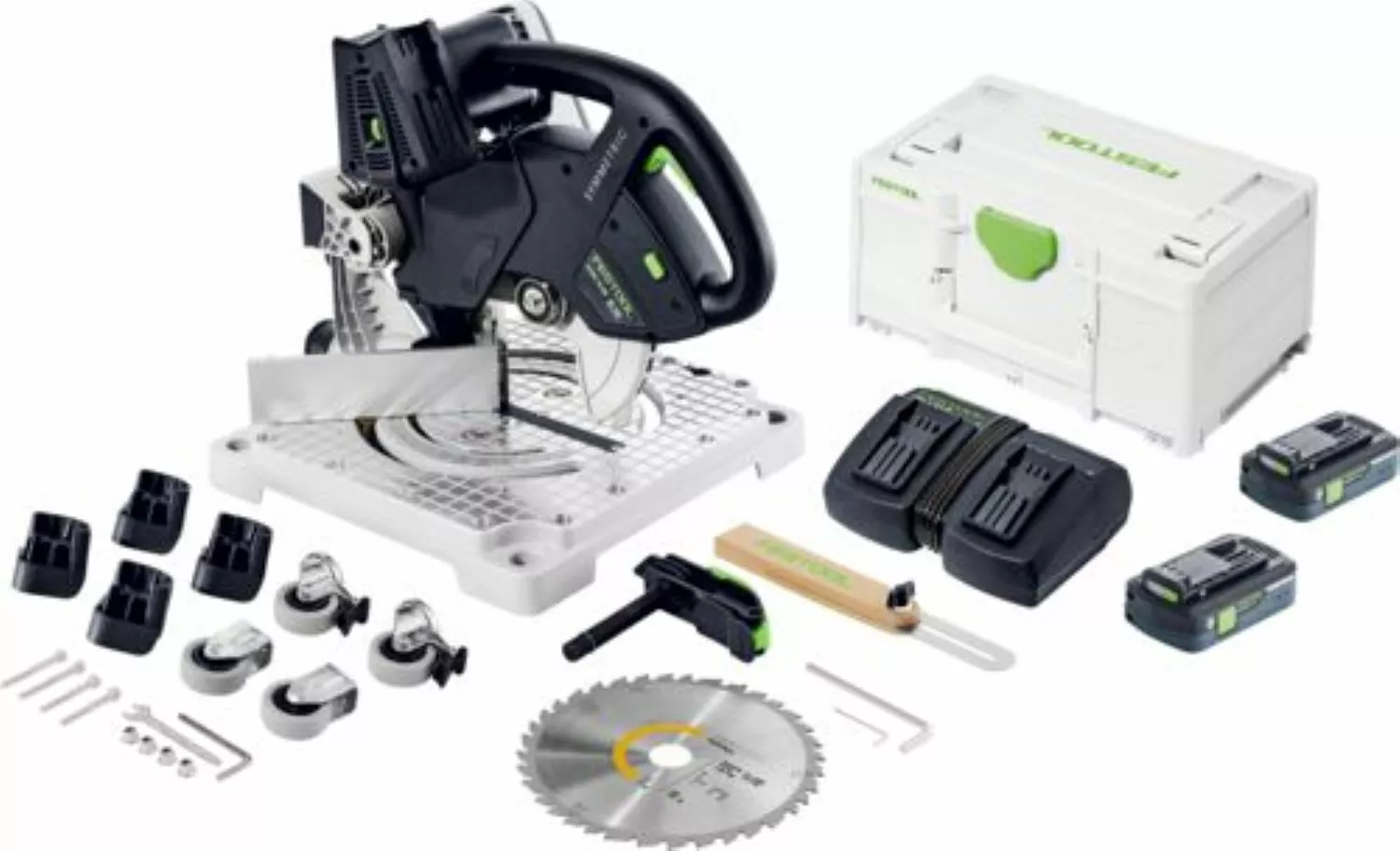 Festool SYMC 70 4,0 EBI-Plus SYMMETRIC 2x18V Accu-plintenzaag Set (2x 4.0Ah Accu)