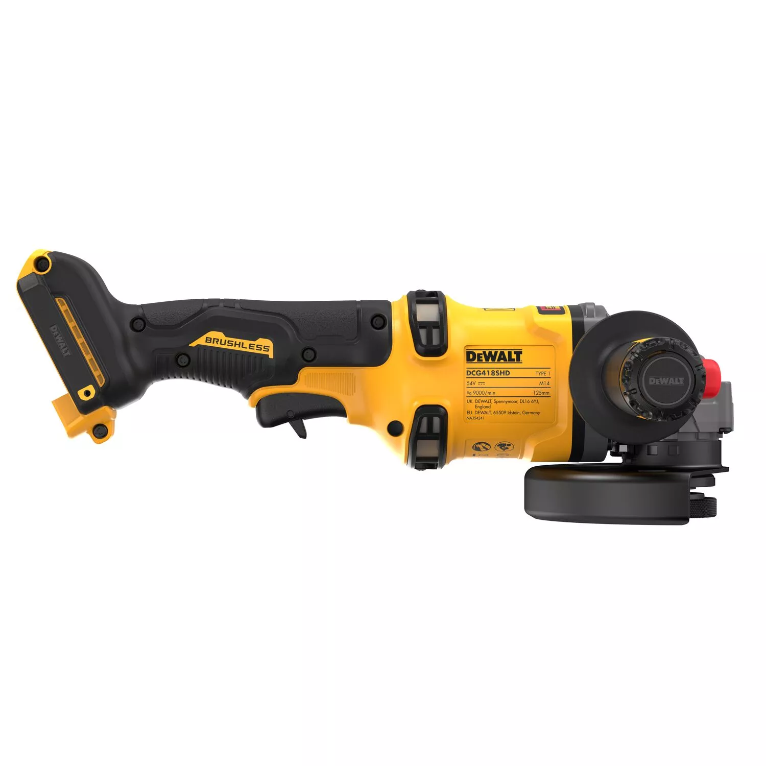 DeWALT DCG418SHDN 54V Li-ion XR FlexVolt Accu Haakse Slijper Body - 125mm - Veiligheidsschakelaaar In Zijhandgreep thumbnail 4