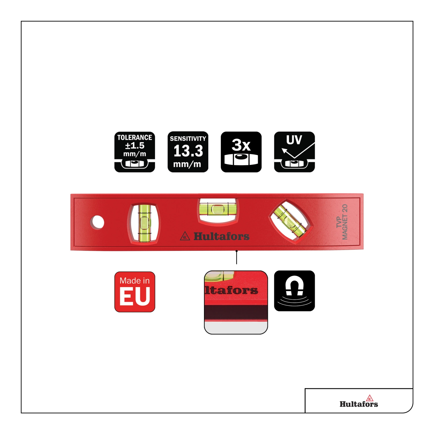 Hultafors TVP Magnetic 20 Waterpas - Magnetisch - 200mm thumbnail 2