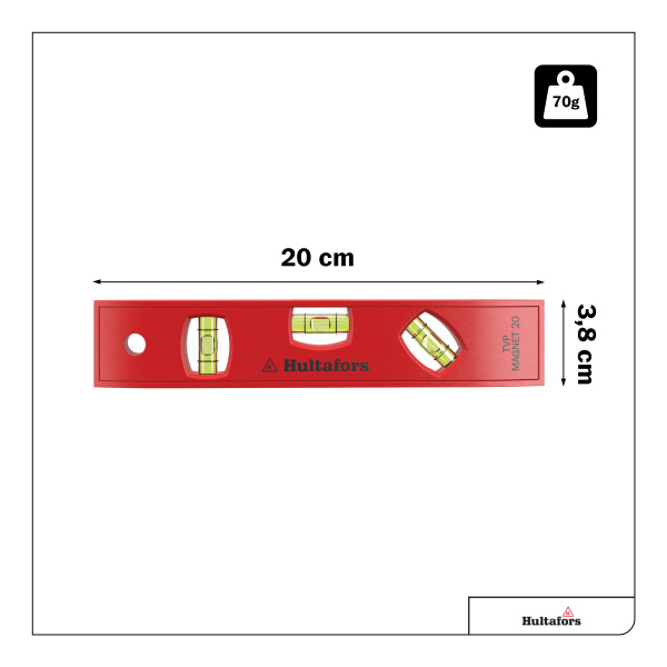 Hultafors TVP Magnetic 20 Waterpas - Magnetisch - 200mm - Detailed view of the product
