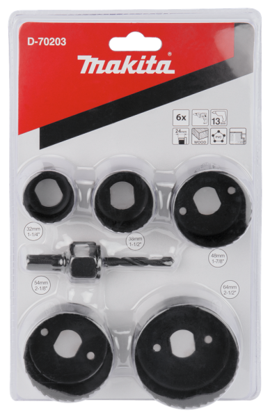 Makita D-70203 Gatzaagset 6-delig - 32-64mm - Detailed view of the product