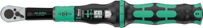 Wera 05075691001 Click-Torque Lock A 6 Draaimomentsleutel Met Omschakelbare Ratel - 2,5-25 Nm - 1/4"