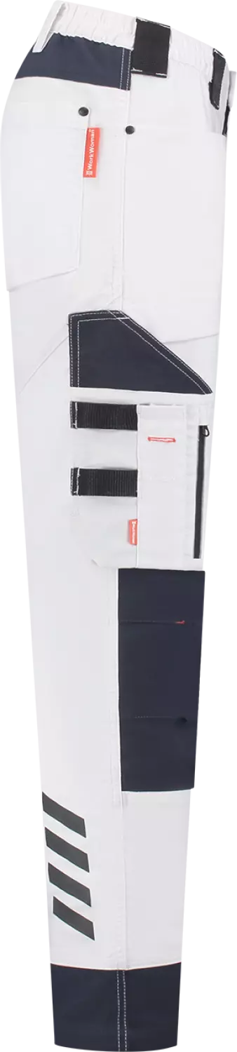 Workman 90041 STRETCH Worker Werkbroek P2S Dames - Wit / Navy - Maat 44 (34/32) thumbnail 4
