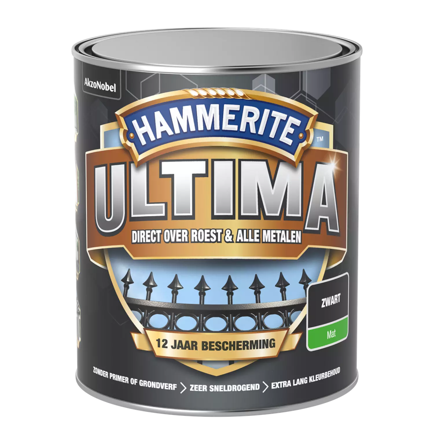 Hammerite Ultima Mat - Zwart - 0,75L