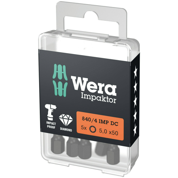 Wera 05057645001 1/4"Impaktor Inbus Bit - 5.0 X 50mm (5st)