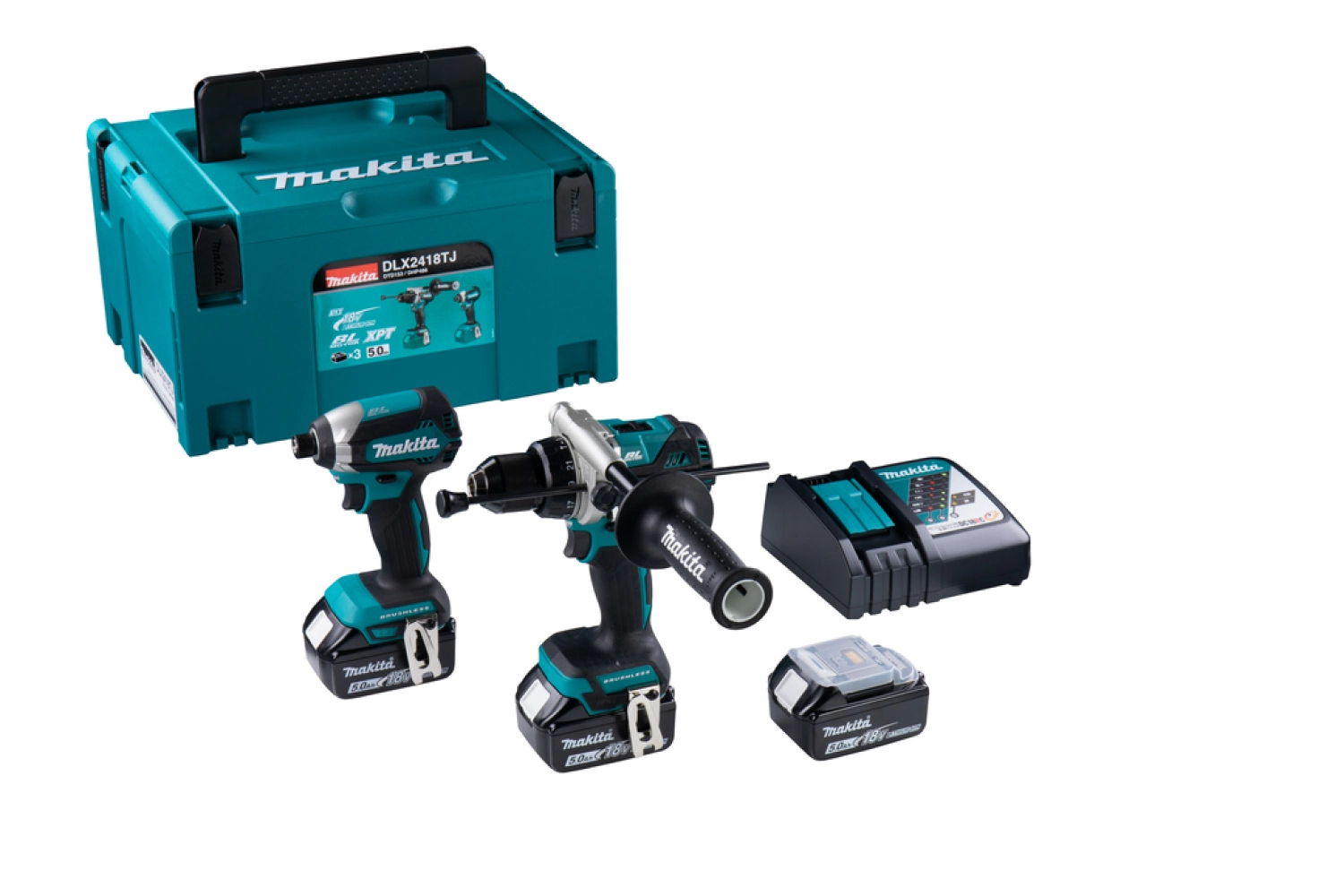 Makita DLX2418TJ 18V Li-Ion Accu Klopboor- /schroefmachine (DHP486)&Slagschroevendraaier (DTD153) Combiset (3x 5.0Ah Accu) In Mbox