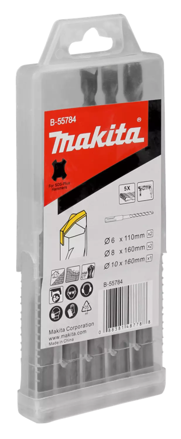 Makita B-55784 Pbs: Borenset 5-delig Sds-plus