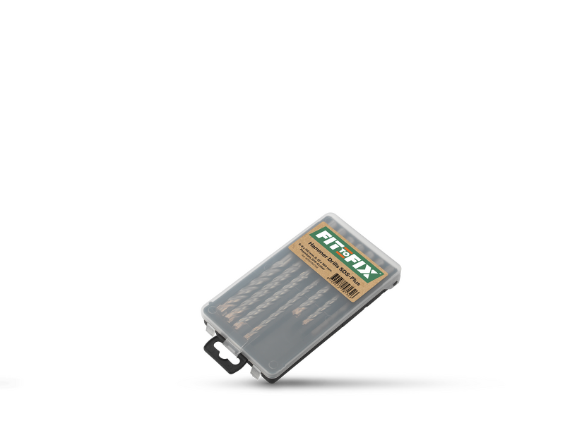 Fit-to-Fix 009-KA070077 7-delige Uni SDS-Plus Premium Hamerborenset - 2/4-snijder - Staal - 5-6-8x110mm + 6-8-10-12x160mm - Detailed view of the product