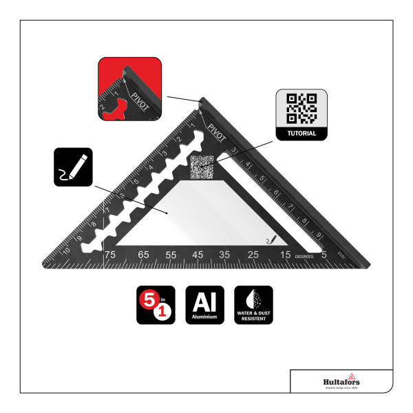 Hultafors MRS Metric Rafter Square Meetdriehoek - 11 Cm - Detailed view of the product