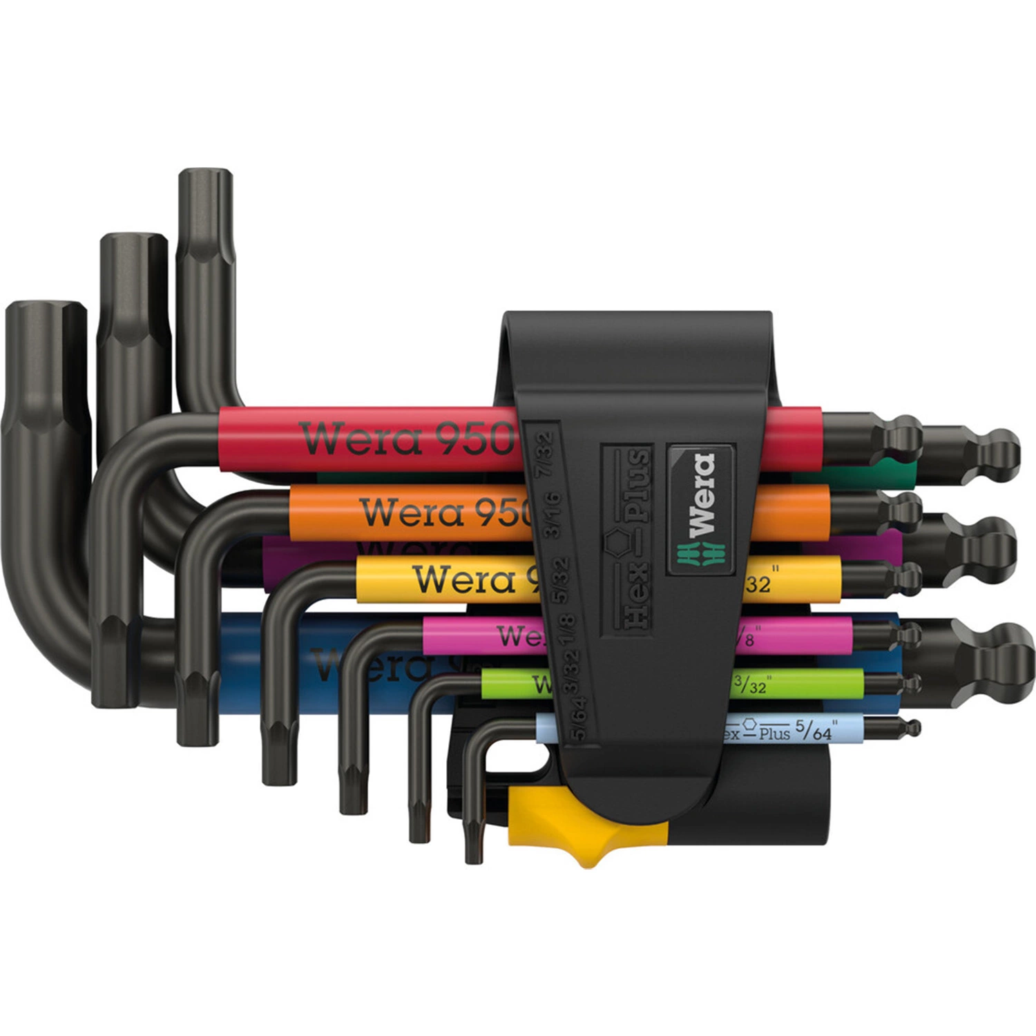 Wera 05022641001 9-delig 950/9 Hex-Plus Multicolour Imperial 3 Blacklaser Inbussleutelset - 5/64-3/8"