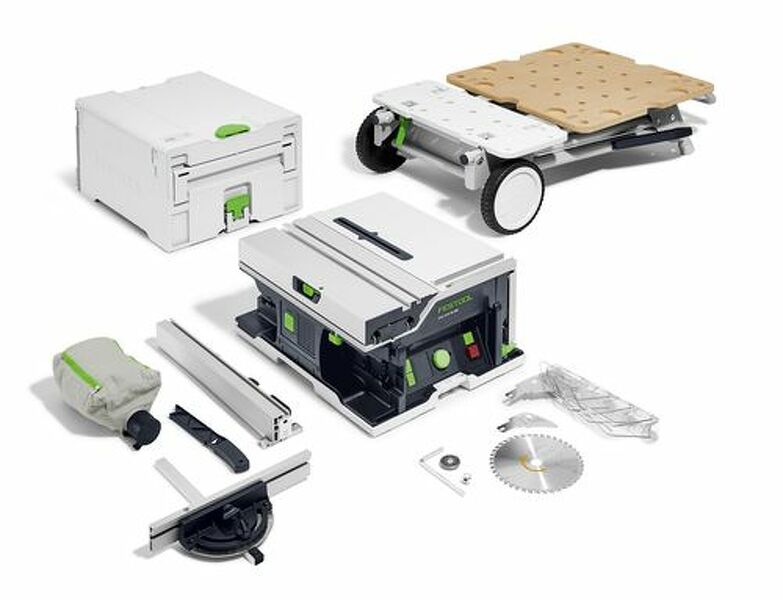 Festool CSC SYS 50 EBI-Basic-Set 36V (2x18V) Accu Tafelcirkelzaag Body Incl. Onderstel En Accessoires - 168mm