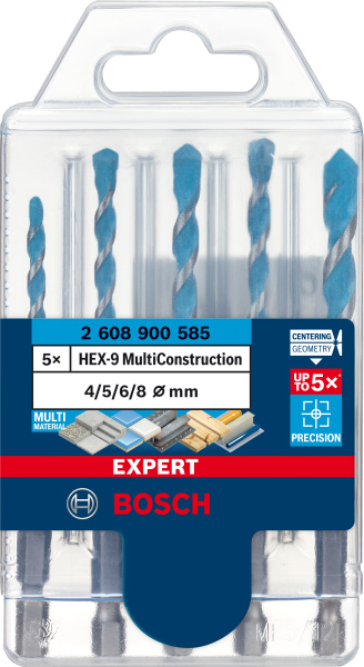 Bosch 2608900585 EXPERT 5-delige HEX-9 MultiConstruction Borenset 4/5/6/8 - Detailed view of the product