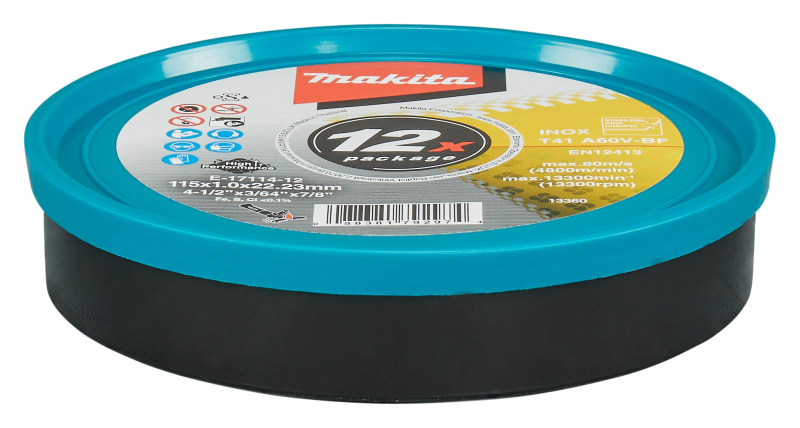 Makita E-17114-12 Doorslijpschijven RVS - 115x22,23x1,0mm (12st) - Detailed view of the product