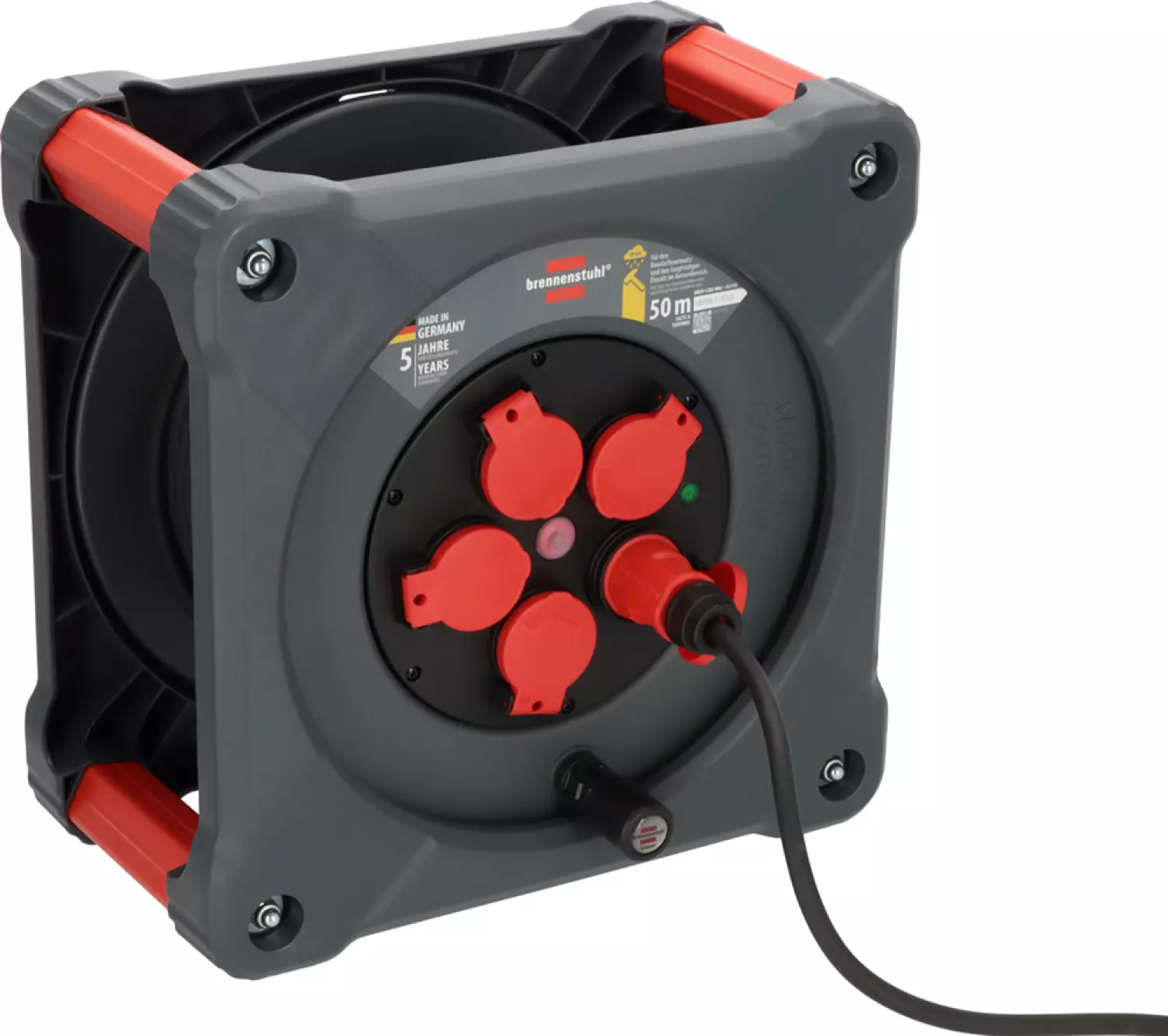 Brennenstuhl Professional KA 5100 Bouwplaats Cube 5 Voudig Kabelhaspel H07RN-F 3G1.5 - IP44 - 50m - Zwart thumbnail 4