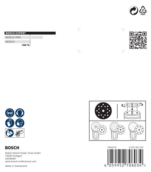 Bosch 2608902405 EXPERT Schuurschijf O780 Met Film Onderlaag - 125mm - K320 (6 Stuks) - Detailed view of the product