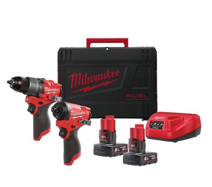 Milwaukee M12 FPP2A2-602X 12V Li-ion Accu Slagboormachine (FPD2-0) En Slagschroevendraaier (FID2-0) Combiset (2x6.0Ah) In HD Box