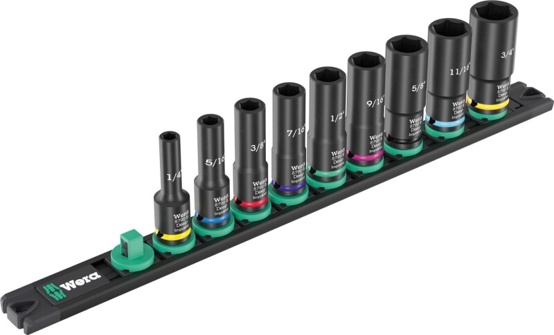 Wera 05005591001 9-delige 9661 B Impaktor Deep Imperial 1 Doppenset Op Magneetstrip - 3/8"