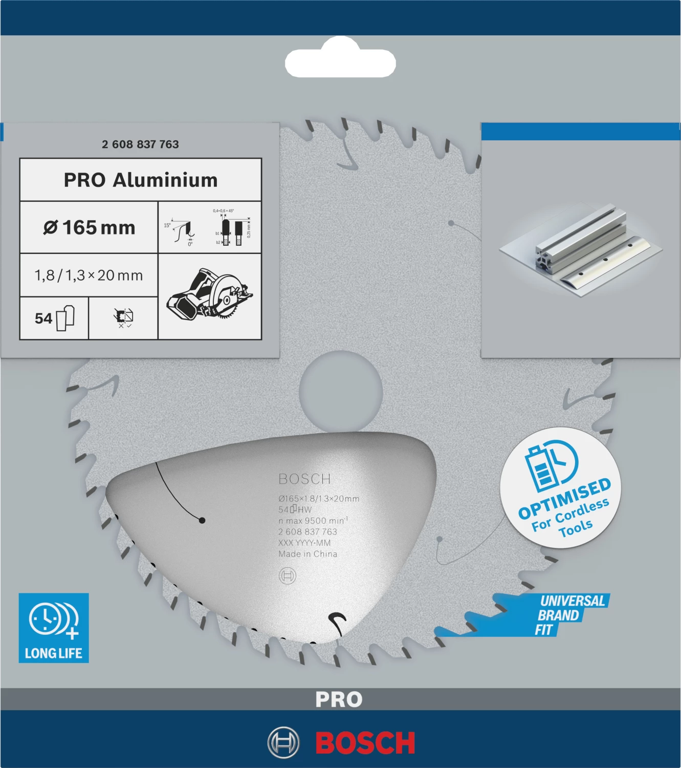 Bosch 2608837763 PRO Cirkelzaagblad - 165 X 20 X 54T - Aluminium - Cordless thumbnail 2
