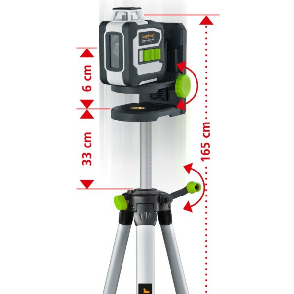 Laserliner CompactLine-Laser G360 Kruislijnlaser Set Incl. Statief In Tas - 2 Lijnen - 30m - Groen - Bluetooth - Detailed view of the product