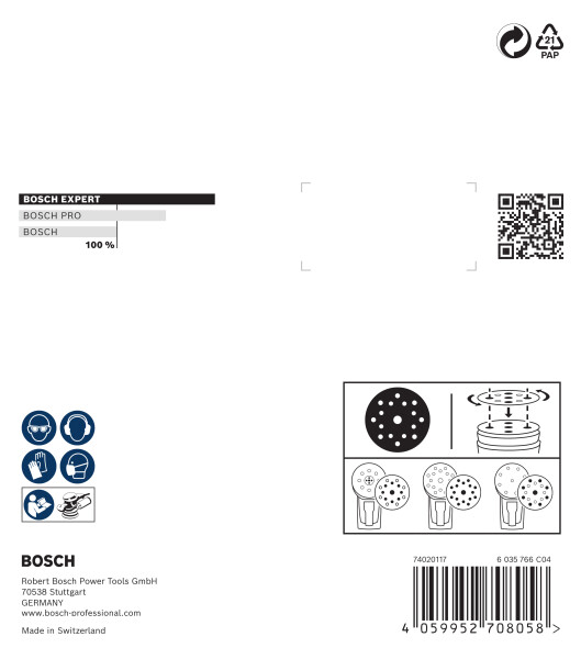 Bosch 2608902407 EXPERT 9-delige Set Schuurschijf O780 Met Film Onderlaag - 125mm - 3xK80/3xK120/3xK180 - Detailed view of the product