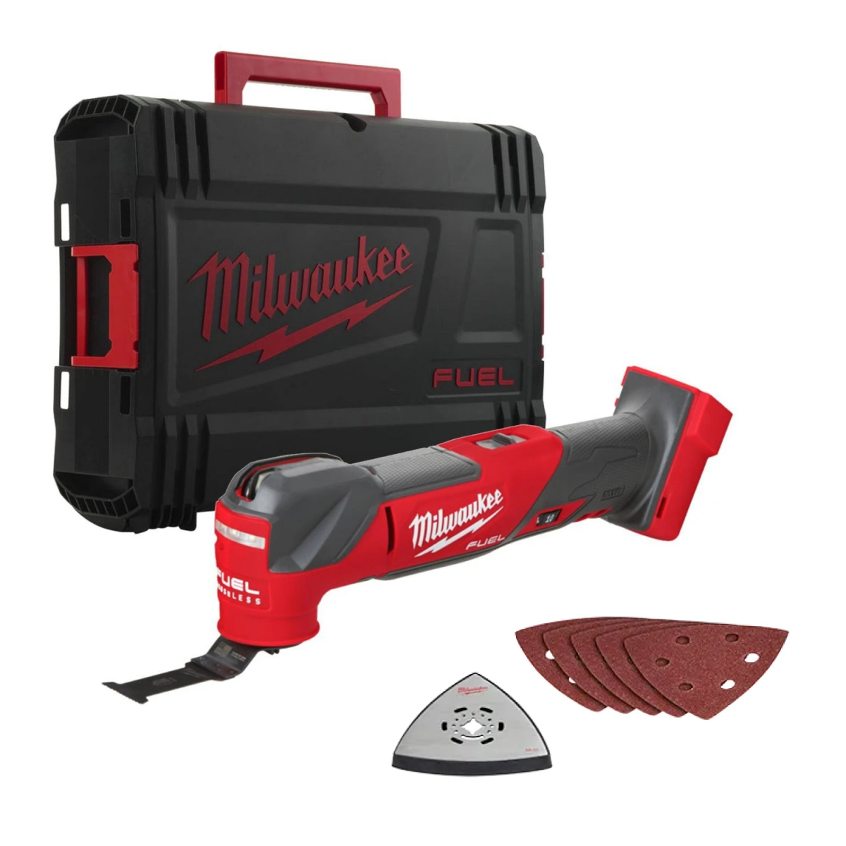 Milwaukee M18 FMT-0X 18V Li-ion Accu multitool body + 8 delige accessoireset in HD Box