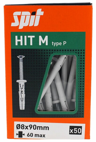 Spit 060092 Slagplug Hit M Met Kraag - 8 X 90mm - PZ2 (50st) - Detailed view of the product