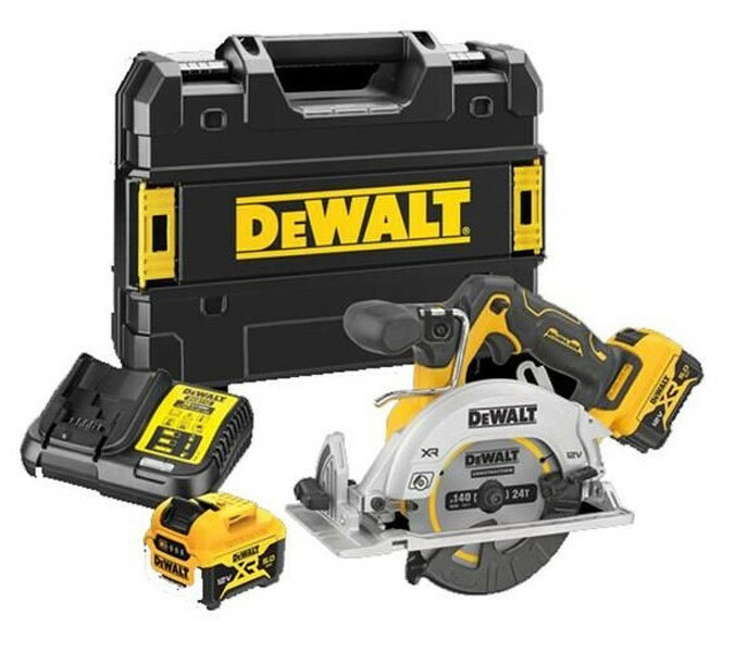 DeWALT DCS512P2-QW 12V Li-ion Accu Cirkelzaag Set (2x 5.0Ah) In TSTAK Koffer - 140mm EAN: 5035048739617