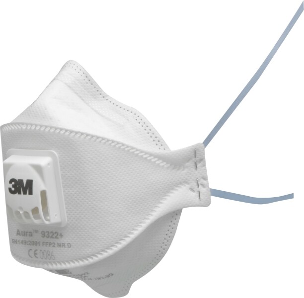 3M Aura™ 9322+ 9322+ Fijnstofmasker met ventiel FFP2 D 10 stuk(s) DIN EN 149:2001, DIN EN 149:2009