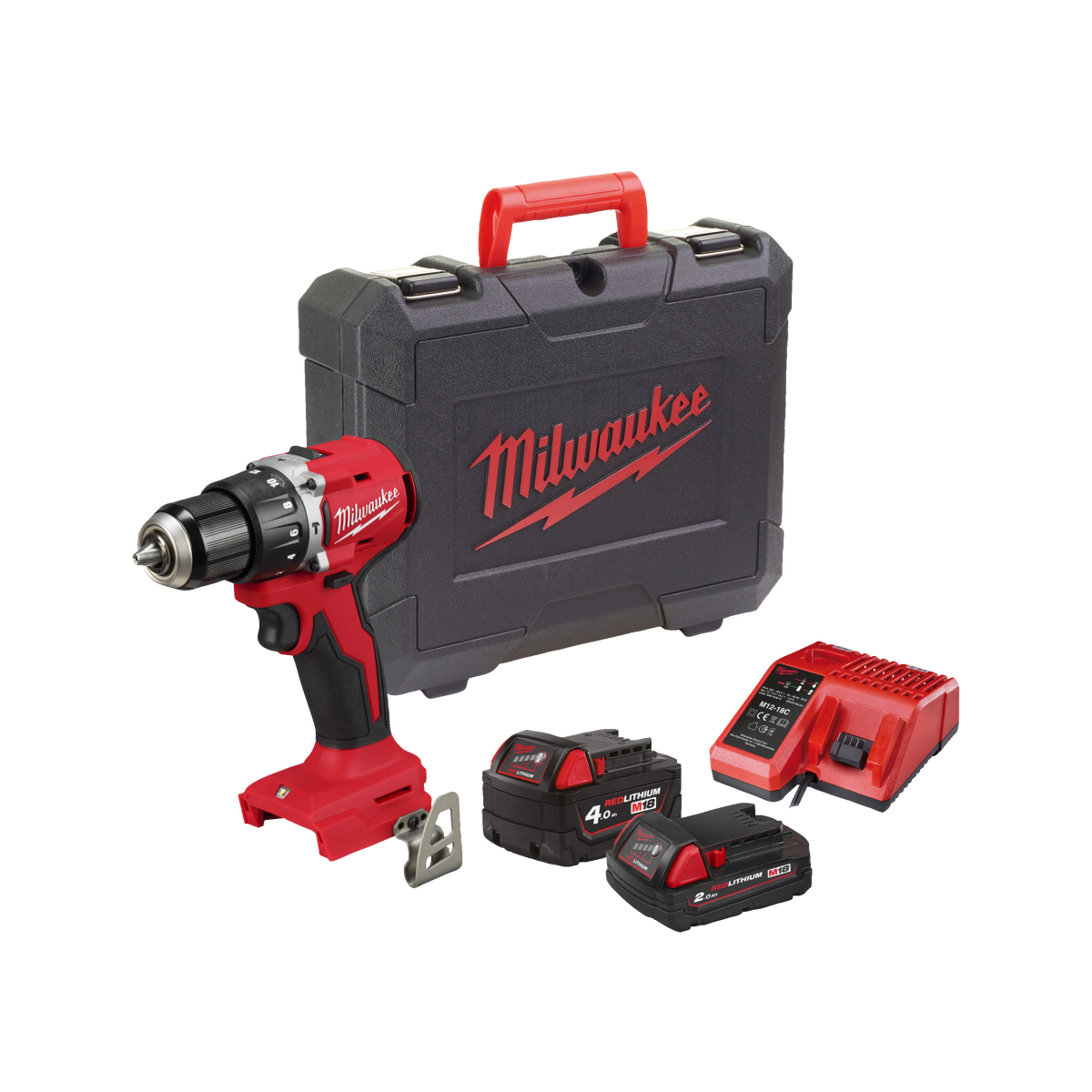 Milwaukee M18 BLPDRC-422C 18V Li-ion accu klopboor- /schroefmachine set (1x 4.0Ah + 2.0Ah accu) in koffer