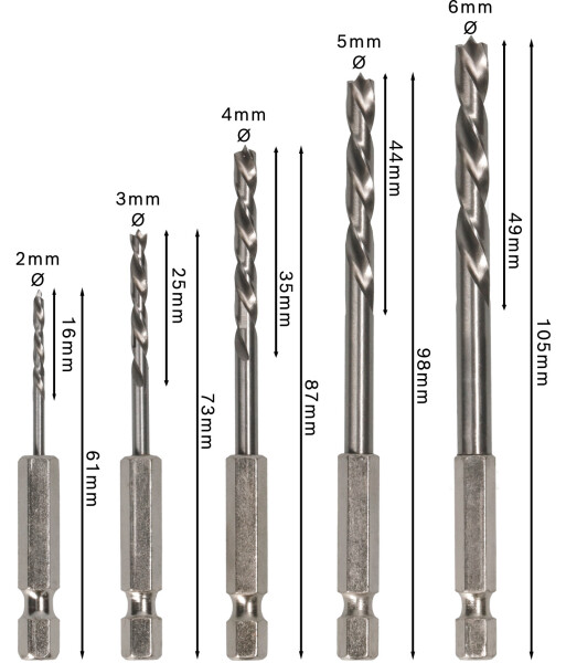 Bosch 2608595525 PRO 5-delige Houtborenset - 2/3/4/5/6mm - Detailed view of the product