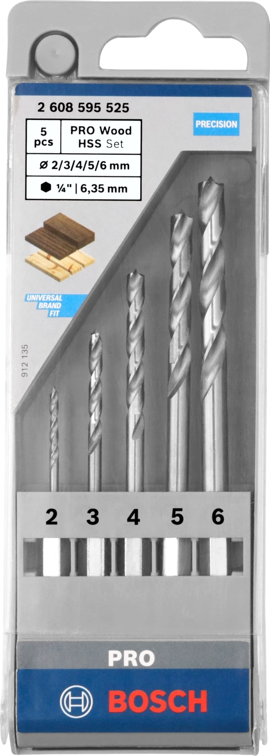 Bosch 2608595525 PRO 5-delige Houtborenset - 2/3/4/5/6mm thumbnail 2