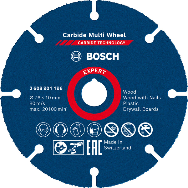 Bosch 2608901196 EXPERT Doorslijpschijf Hardmetaal Multi Wheel 76 X 1 X 10 Mm