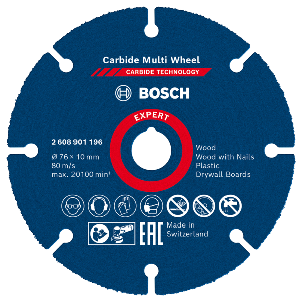 Bosch 2608901196 EXPERT Doorslijpschijf Hardmetaal Multi Wheel 76 X 1 X 10 Mm