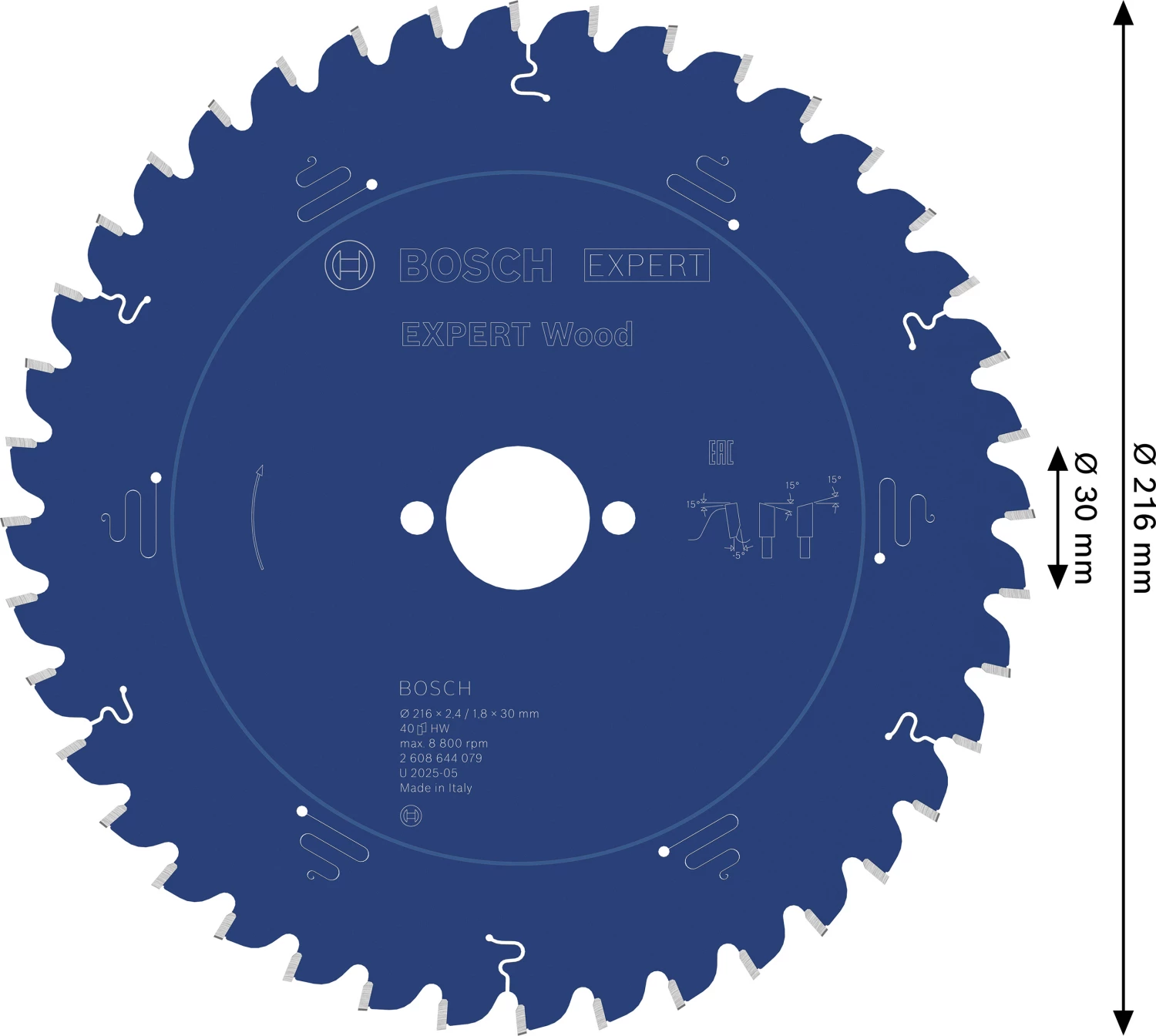 Bosch 2608644079 Expert Cirkelzaagblad - 216 X 30 X 40T - Hout - Carbide thumbnail 4