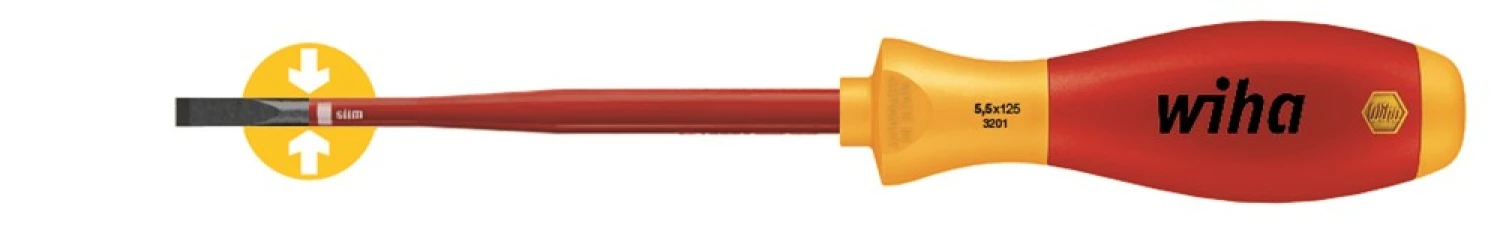 Wiha 3201 SoftFinish Electric SlimFix VDE Schroevendraaier - Sleuf - 4,5 X 125mm