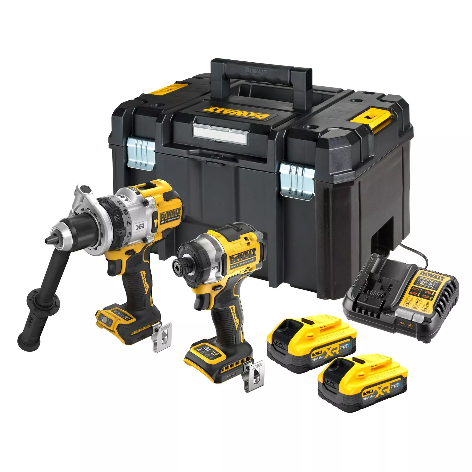 DeWALT DCK2200H2T 18V Li-ion Accu Klopboor-/schroefmachine (DCD1007)&Slagschroevendraaier (DCF860) Combiset (2x 5.0Ah Accu) In TSTAK