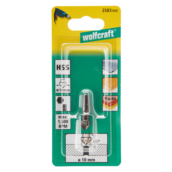 Wolfcraft 2583000 HSS Verzinkboor - Zeskant - 10mm - Detailed view of the product