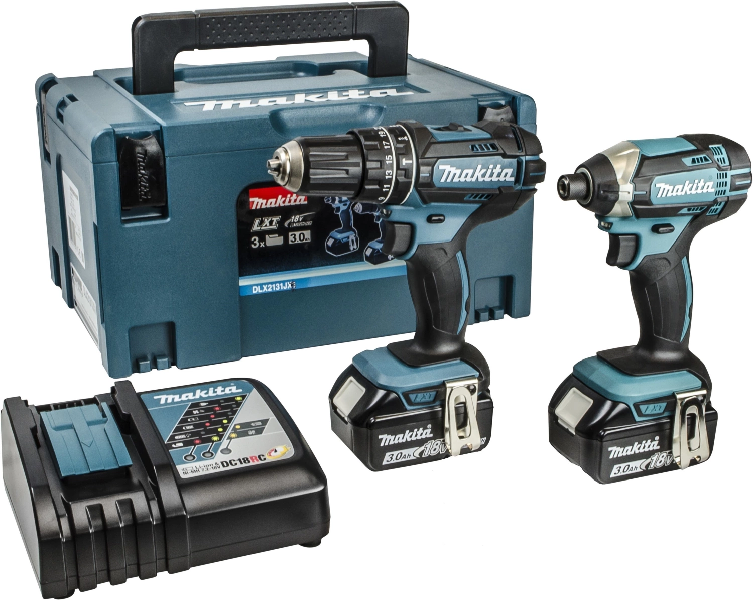 Makita DLX2131JX 18V Li-Ion Accu Klopboor- /schroefmachine (DHP482)&Slagschroevendraaier (DTD152) Combiset (2x 3.0Ah Accu) In Mbox