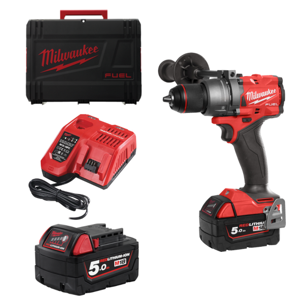 Milwaukee M18 FPD3-502X FUEL™ Slagboormachine (2x 5.0 Ah Accu) In HD Box - 158Nm -18V EAN: 4058546376543