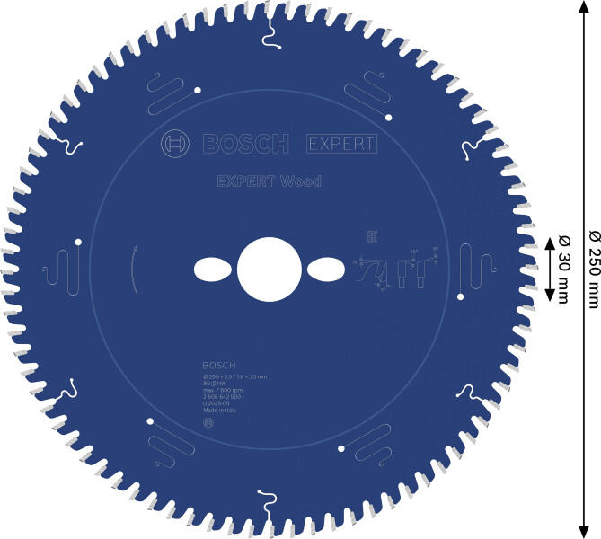 Bosch 2608642500 Expert Cirkelzaagblad - 250 X 30 X 80T - Hout - Carbide - Detailed view of the product