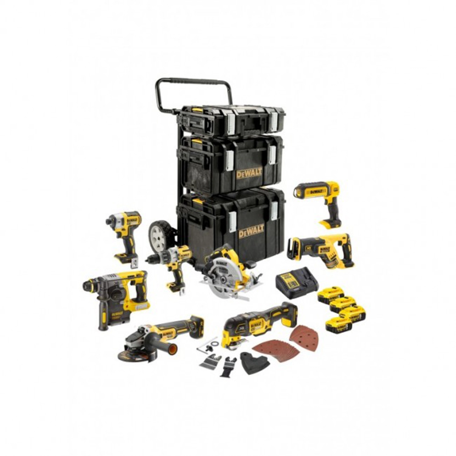 DeWALT DCK853P4-QW 18V Li-ion XR Accu 8-delige Combiset (4x 5.0Ah) In TSTAK (incl Trolley)