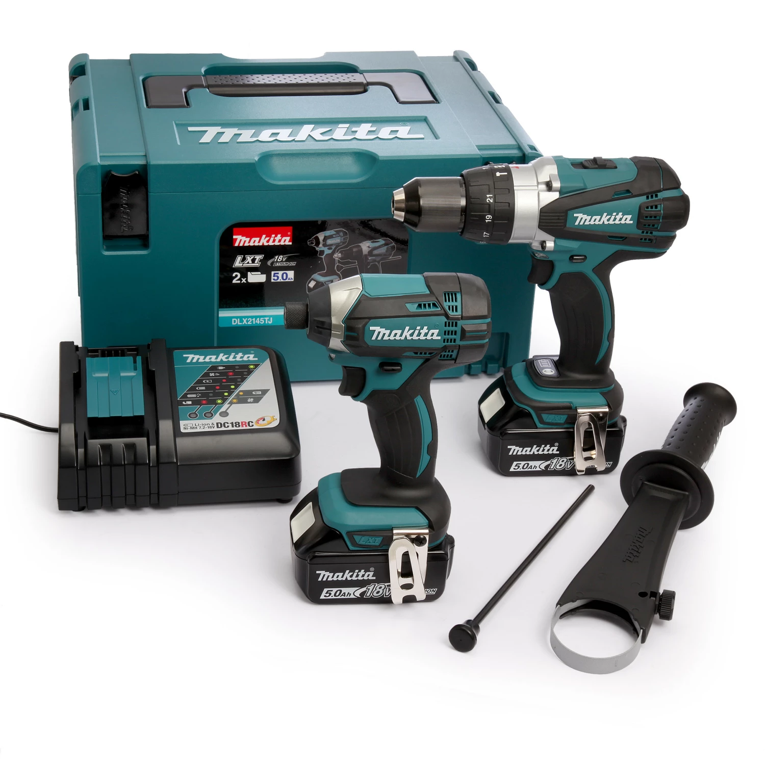 Makita DLX2145TJ 18V Li-Ion Accu Klopboor- /schroefmachine (DHP458)&Slagschroevendraaier (DTD152) Combiset (2x 5.0Ah Accu) In Mbox