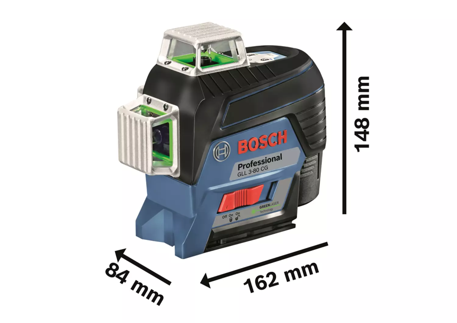 Bosch GLL 3-80 CG 12V Li-Ion Accu Kruislijnlaser Set (1x 2.0Ah Accu) In L-Boxx - Groen thumbnail 3