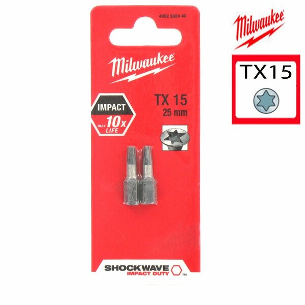 Milwaukee 4932352440 / 4932430872 Shockwave impact duty schroefbit TX 15 - 25mm (2st)
