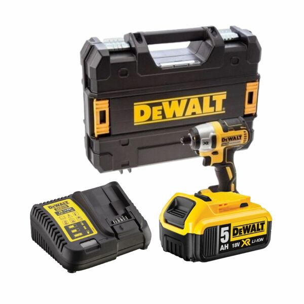 DeWALT DCF887NT 18V Li-Ion Accu Slagschroevendraaier Body In TSTAK - Koolborstelloos + 5Ah Accu En Acculader