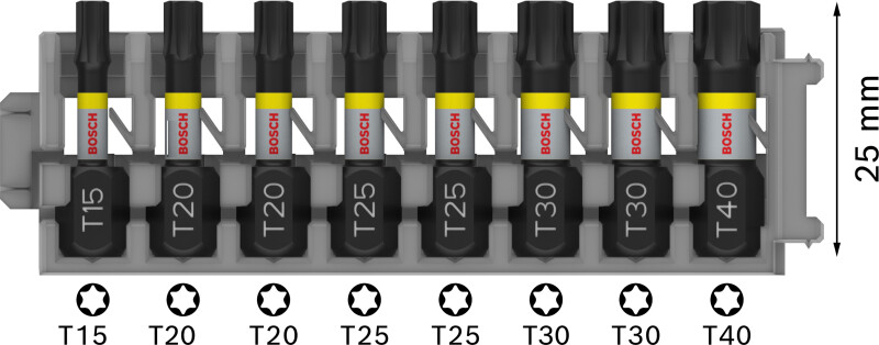 Bosch 2608522322 8 Delige Impact Bits - T15 / T20 / T25 / T30 / T40 - Detailed view of the product
