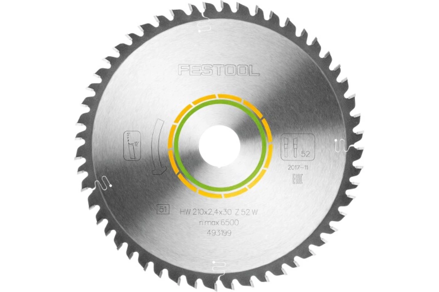 Festool 493199 / 210x2,4x30 W52 Cirkelzaagblad - 210 X 30 X 52T - Hout