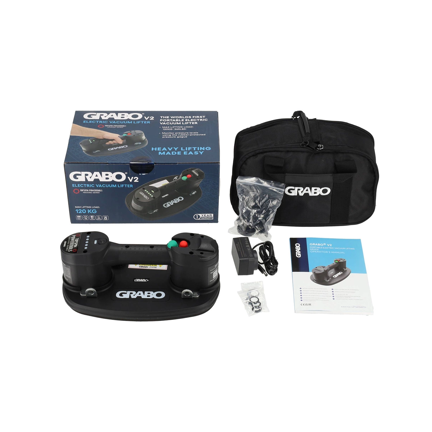 Grabo Plus Elektrische Vacuüm Tegeldrager - 120kg - In Beschermtas